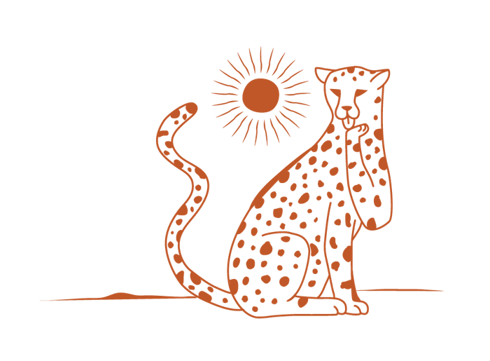 Ilustración de Cheetah, fanático de los finger foods, una de las seis criaturas de Terrat